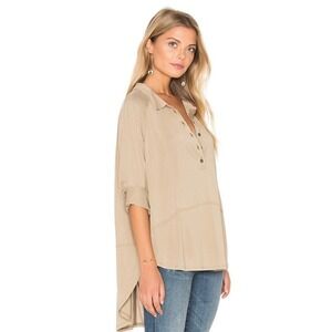 Free People | We The Free Rose Shirt Womens XS Brown Popover Asymmetrical